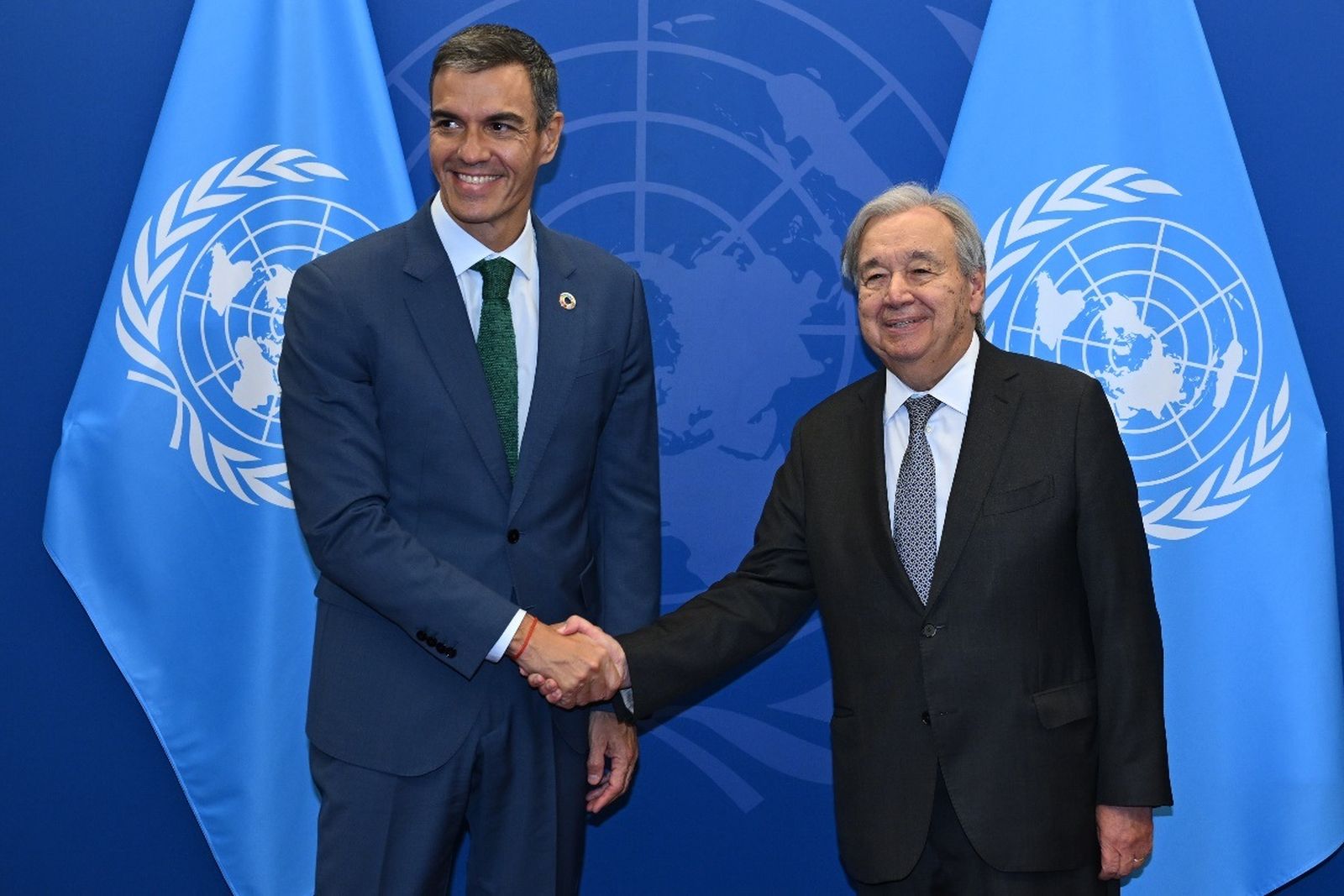 El presidente del Gobierno, Pedro Sánchez, y el secretario general de Naciones Unidas, António Guterres, se reunen en Nueva York antes del 81º período de sesiones de la Asamblea General de la ONU