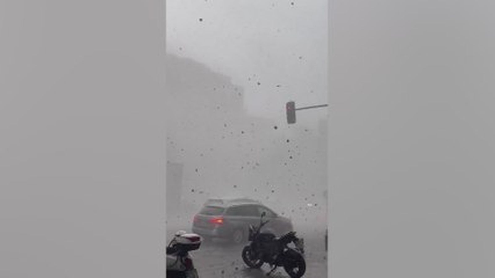 Tremenda imagen del granizo en Madrid
